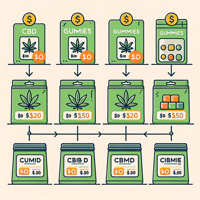 Price tags comparison for different CBD gummy brands
