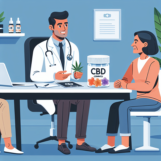 Patient consulting a doctor about CBD gummies