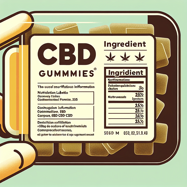 Close-up of CBD gummies ingredient label