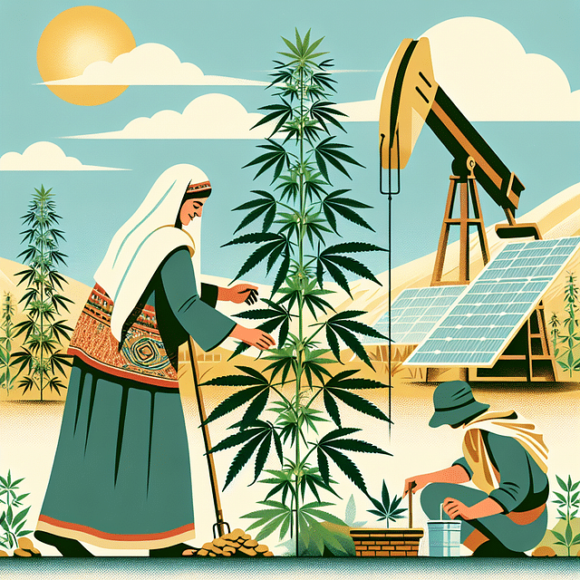 Farmer tending to sustainable hemp crop