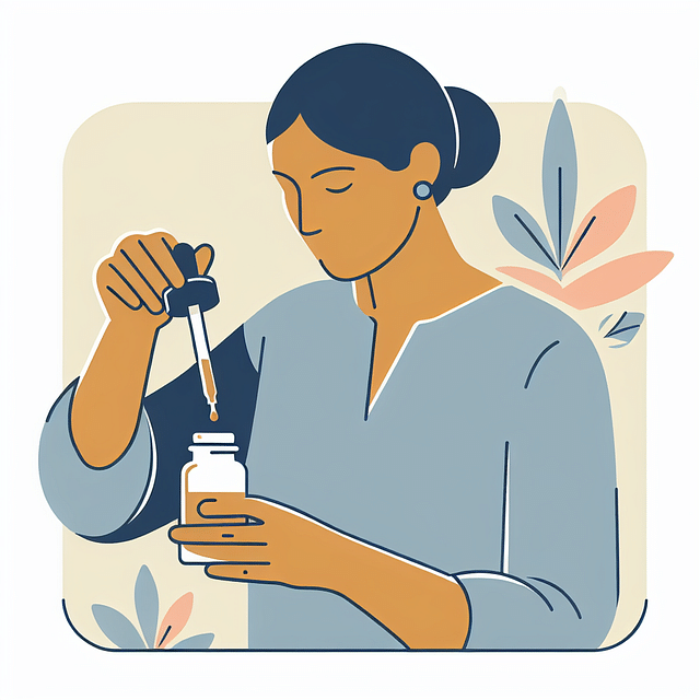 person measuring a small dose of CBD oil with a dropper