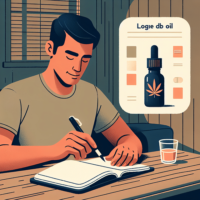 a person logging their daily CBD dosage in a journal
