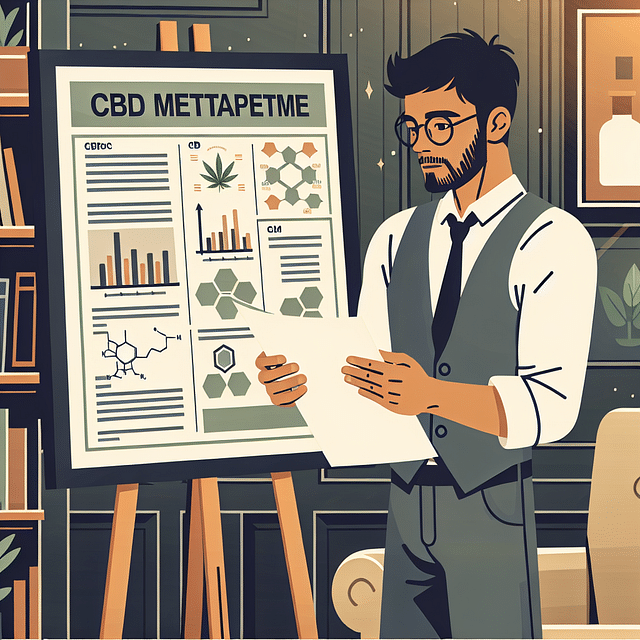 a person reading a scientific poster about CBD metabolism
