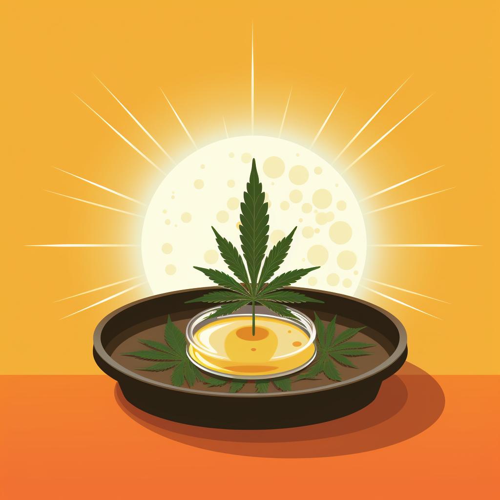 A dish being removed from heat before CBD oil is added.