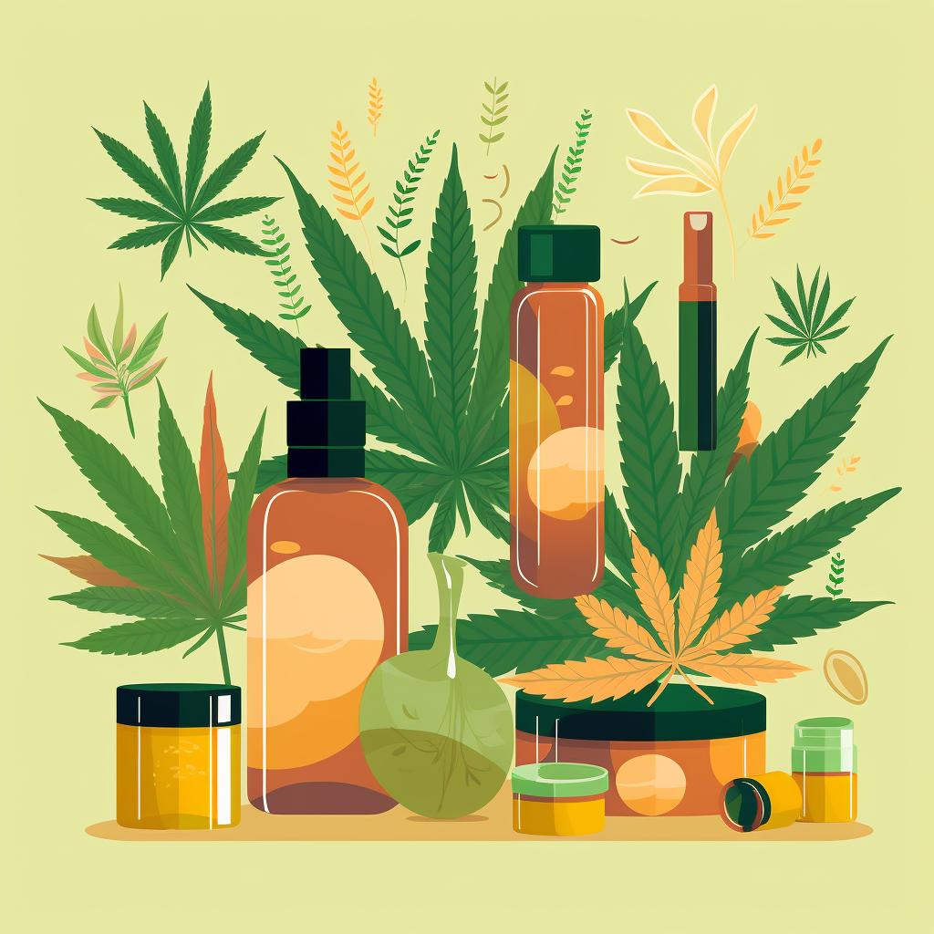 Illustration of different CBD application methods: oral, topical, and inhalation
