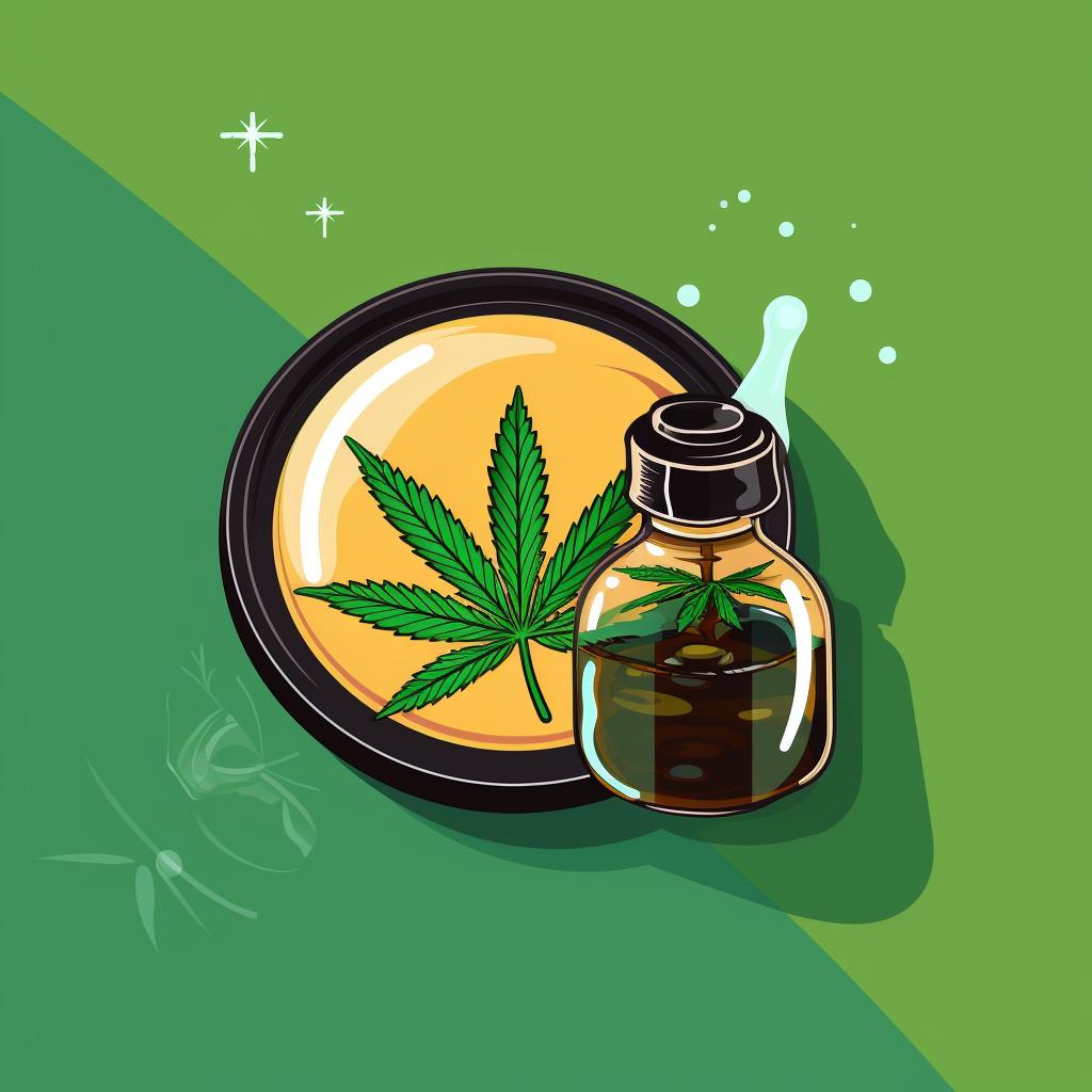A magnifying glass over a CBD product label