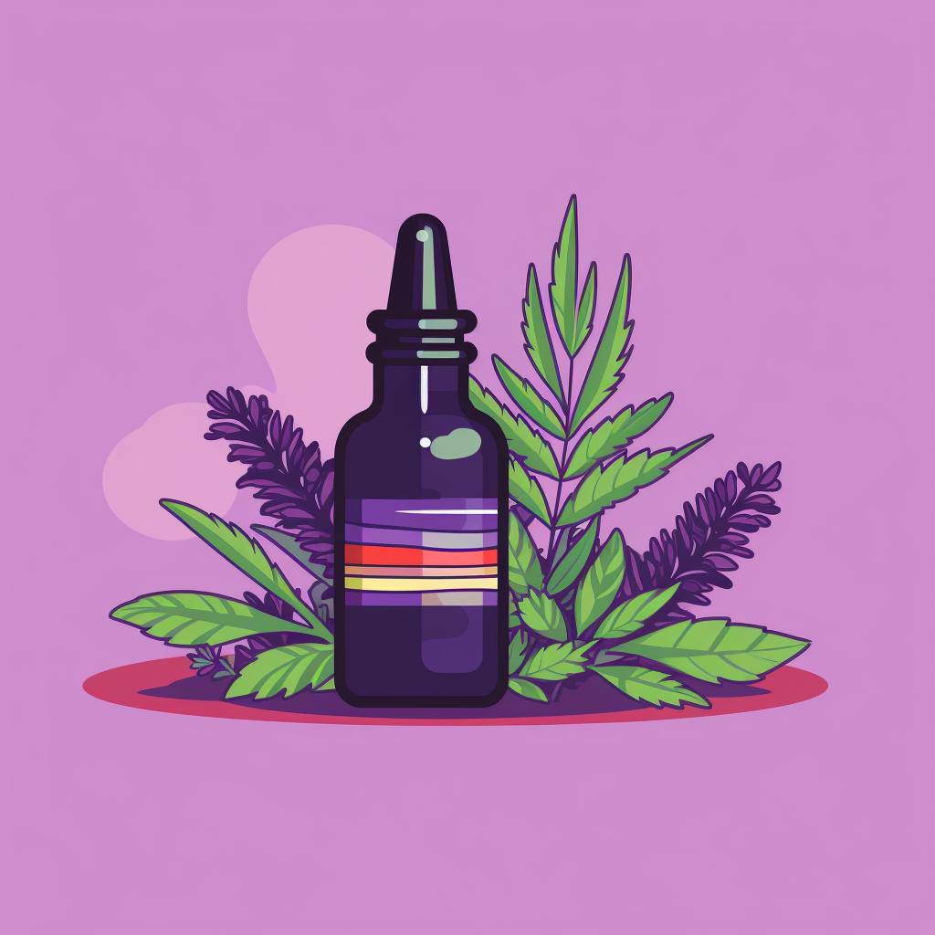 Lavender and peppermint next to a CBD oil bottle