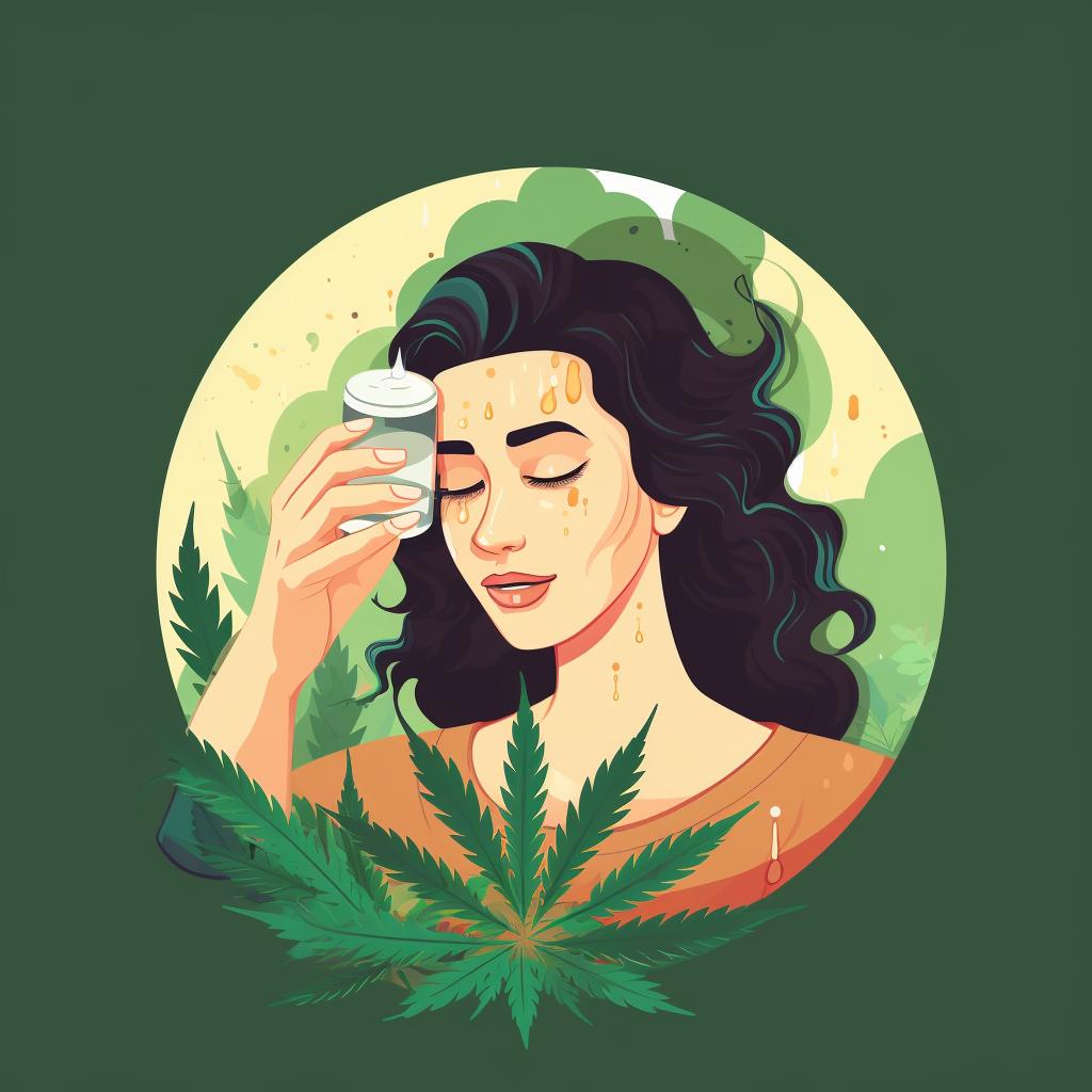 A person applying CBD oil on their face
